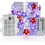 DmHirmg Independence Day Decor String Light,4th of July Decoration String Lights with Remoter USB and Battery Charge,Party De