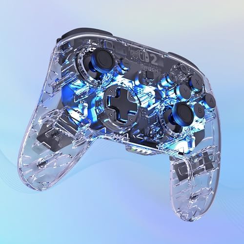 Afterglow Clear Mando de juego RGB inalámbrico para Nintendo Switch 2