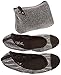 Sidekicks Foldable Ballet Flats with Carrying Case, Silver, Medium