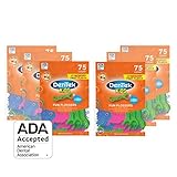 DenTek Fun Flossers for Kids, Wild Fruit Floss Picks,Easy Grip for Kids,75 Count  (pack of 6)