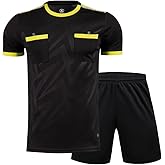 Men's Soccer Referee Uniform Short Sleeve Pro Referee Soccer Jersey - Includes Referee Jersey and Shorts