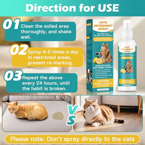 QROHIPX Natural Cat Deterrent Spray, Safe for Indoor & Outdoor, No Trace Residue Formula, Protect Furniture & Garden, Upgraded Cat Training Essential (200ML)