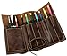 Rustic Art Brush Bag Genuine Leather Brown Pencil Roll Pouch Pen Case Holder Organizar Craft Color Brush Tool Bag for Artist Students Office Business Work GJB06