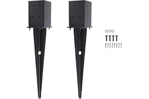 CDFYJHFDQ 2 Pcs 4"x4" Fence Post Anchor Ground Spike,(Internal 3.6"x3.6"),Metal Post Stake Ground 22" with Black Powder-Coated,Fence Stakes Post Base for Deck,Fence,Porch,Railing,Mailbox