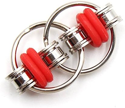 Flippy Stainless Steel Bike Chain Fidget Toys Relieve Your Stress, Anxiety, Boredom All at Your Finger Tips! Also Helps ADD, ADHD, Autism (Red)