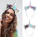 Zeroyoyo Glitter Hair Hoop Gold Unicorn Horn Ears Flower Headband Halloween Cosplay Costume Makeup Birthday Party Headdress