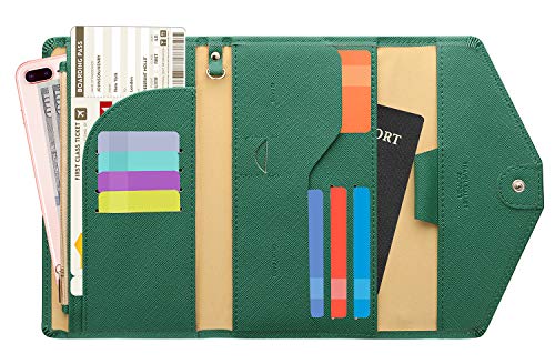 ZOPPEN Rfid Blocking Passport Holder for Women Passport Cover Travel Wallet Document Organizer ver.4, Forest Green