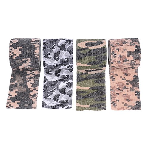LiangGui 4 Pack Multifunction Self-adhesive Protective Camouflage Tape Wrap for Gun Rifle Shotgun Camping Hunting