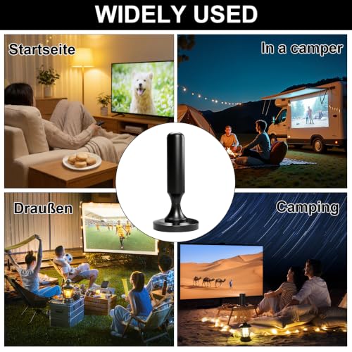 DVB-T2 Antenna with Powerful Amplifier, Digital Terrestrial TV Antenna Internal External Magnetic Base, 4K Full HD Without Parable, 5 m Cable Compatible DVB-T/DVB-T2