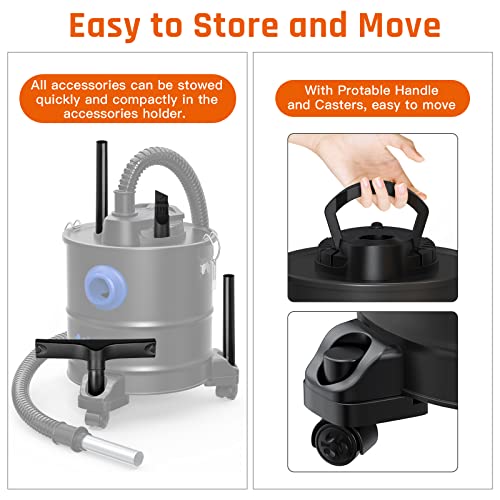 Ash Vacuum Cleaner 20L / 5.3 Gallon, 1200W Ash Vacuum Collector with Blow Function for