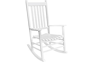 GnL Recsports Patio Rocking Chair, Outdoor Rocking Chair, Wood Porch Rocker, Wooden Rocking Chair for Adult for Garden, Lawn, Balcony, Backyard and Patio (1 White)