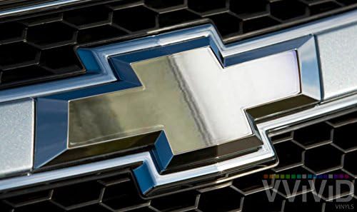 VViViD Auto Emblem Vinyl Wrap, Silver Chrome Finish, Compatible with Chevy Bowtie Logo 11.8 Inches x 4 Inches Sheets (x2)