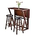 Winsome 3-Piece Harrington Drop Leaf High Table with 2 Cushion Round Seat Stools, 24-Inch, Brown