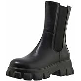 Alsoloveu Women Chelsea Ankle Platform Boots Mid Calf Chunky Heel Booties with Zip