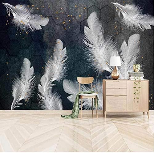 カスタム壁紙3d青い水彩背景壁白い羽の壁画リビングルーム寝室現代抽象