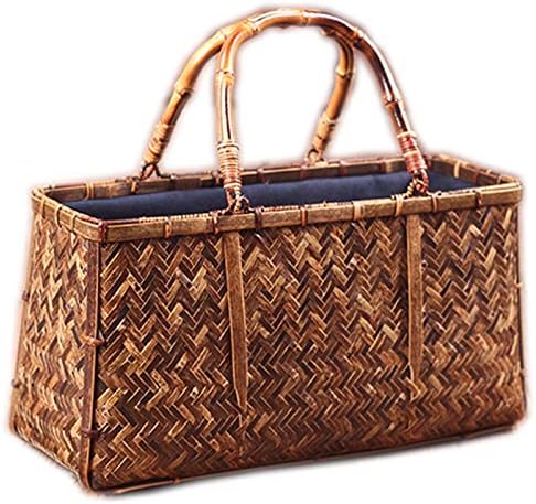 Garudaショップ レディース竹編み上げ カゴバック 手作りバスケット 国内即発送 お洒落買い物カゴ 可愛い花火用バック デザインb 収納バッグ