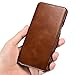 Galaxy S8 Plus Leather Case, Icarercase Genuine Vintage Leather Flip Folio Opening Cover in Curved Edge Design, Side Open Case with Hidden Magnetic Snap for Samsung Galaxy S8 Plus 6.2 Inch (Brown)