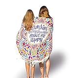 Clearance！Round Beach Towel Tassel Towel - GreForest Thin Rayon Cotton Round Beach Towels Sunshine Happy Circle Towel Eye-catching Beach / Daily Wrap Shawl For Decoration, Beach Leisure, Picnic Mat