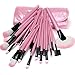 CoKate Makeup Brush Set, 32PC Eyebrow Shadow Makeup Brush Set with Pouch Bag Pink