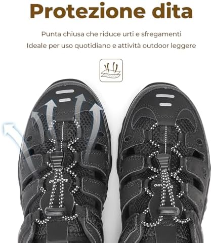 Sandali Trekking Donna Leggeri Traspiranti, Nero 37