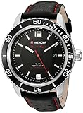 Wenger Men's 'Roadster' Swiss Quartz Stainless Steel and Leather Watch, Color:Black (Model: 01.0851.120)