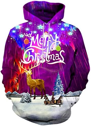 YAJOOEY Realistic 3D Print Galaxy Pullover Hooded Sweatshirt Hoodies Big Pockets