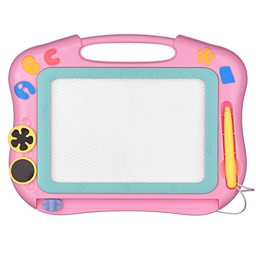 Magnetic Drawing Board Erasable For Kids - Colorful Magna Doodle Drawing Board Toys - Gifts for Toddlers Kids Writing Sketching Pad - Travel SizeÂ - Pink