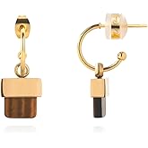 Milan Chiva 14K 18K Gold Plated Dangle Hoop Huggie Abalone Shell Earrings Lightweight Statement Teardrop Dainty Leverback Earrings for Women Trendy