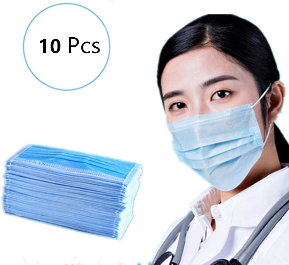 Disposable Medical Face Mask Earloop 3-Ply Filter Dust Breathable Safety Masks for Adult/Kids (Pack of 10)