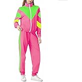 Aluvee 80s Track Suit Women Set 90s Windbreaker Outfit Retro Color Block Sportswear Set With Jacket Sweatpants
