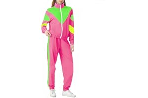 Aluvee 80s Track Suit Women Set 80s 90s Outfit Windbreaker Retro Color Block Sportswear Set With Jacket Sweatpants