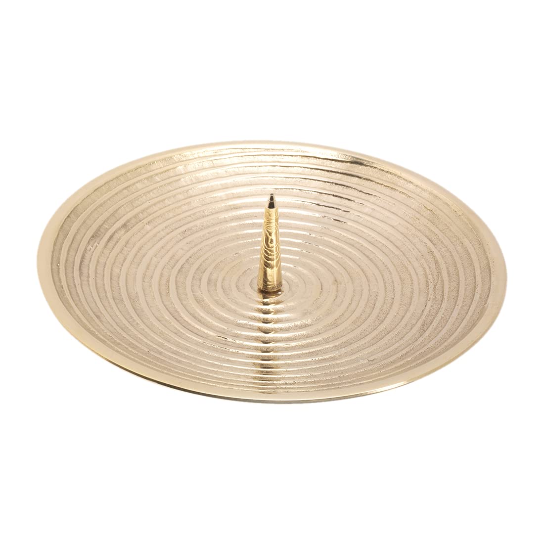 NKlaus Candles -grooved plate with spike Ø15cm candle plate brass gold candle holder spiral design 10563