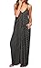 LILBETTER Women V-Neck Polka Dot Print Spaghetti Strap Boho Long Maxi Dresses(Black,X-Large)