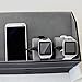Ikee Design Faux Leather and Gray Velvet Multi-Device Charging Station and Desk Organizer on as Dock for Electronics Like iPhones Apple Watches iPads Other Phones and Desk Items