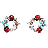 DianaL Boutique Dainty Daisy Flower Ladybug Earrings Stud Post Gift Boxed Fashion Jewelry
