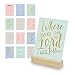 Eccolo World Traveler Christian Art Desk Stand, Wooden Block Stand, 12 Gold Stamped Inspirational Cards