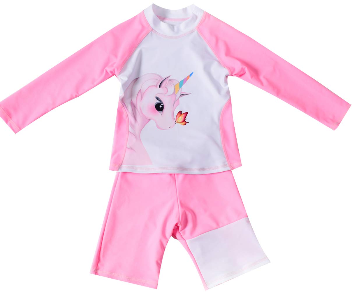 BTPEIHTD Girls Unicorn Two Piece Rash Guard Swimsuits Long Sleeve Tankini Swimwear