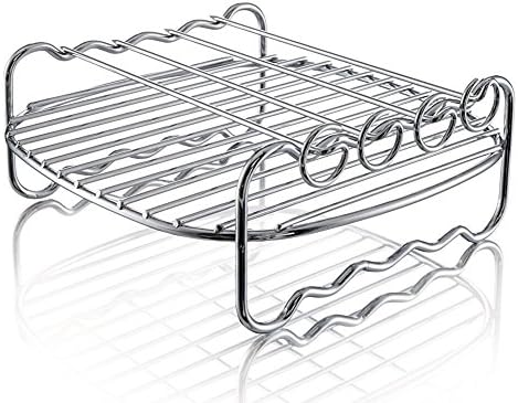 Double Layer Rack with 4 Skewers-A Universal Air Fryer Accessory Match all 3.7-5.8 QT Air Fryers