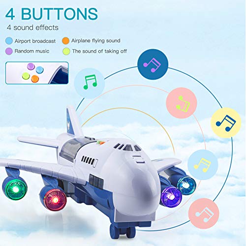 Car Toys Set with Transport Cargo Airplane and Large Play Mat, Mini Educational Vehicle Police Car Set for Kids Toddlers Boys Child Gift for 3 4 5 6 Years Old, 6 Cars, Large Plane, 11 Road Signs