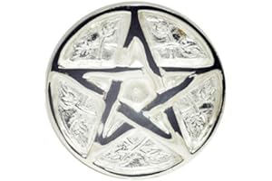 New Age Imports, Inc. - Pentagram Altar Tile Solid Brass with Silver Plating 3-Inches Diameter.