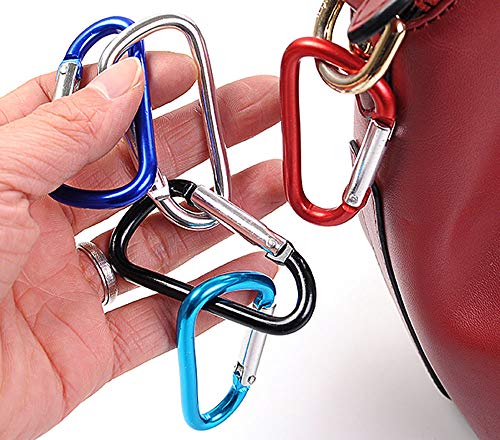 Faswin 45 Pack 2 inch Carabeaner Multicolor D Shape Buckle Pack - Aluminum Carabiner for Home, Rv, Outdoor, Camping, Fishing, Hiking, Traveling and Keychain - Thumbnail 6