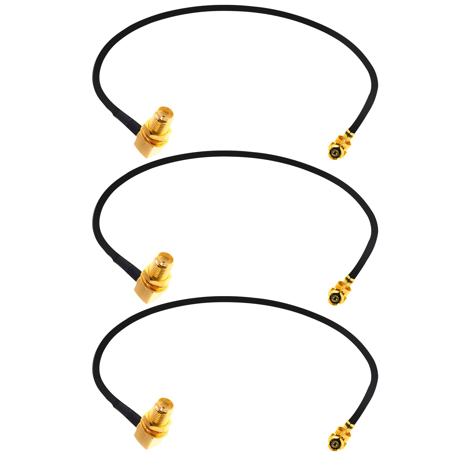 Fohevers 3 Pack U.FL IPX IPEX to SMA Female 90° Coaxial Cable 1.13mm IPEX Aerial Extension Cable 15CM(6 inches) for WiFi Router Antenna Wireless Network Card