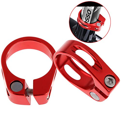 Mantain Bike Bicycle Seat Post Clamp Aluminum Alloy 31.8MM/34.9MM Black/Red with Hex Tool (2 ps 31.8mm R)