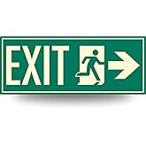 Low Proximity Photoluminescent Exit Sign Running Man (Right Arrow) 15" x 6". Aluminum Code Approved ASTM E2072 / IBC/NFPA 101