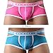 2 Pack Men Boxer Briefs Shorts Hollow Cut Out Trunks Underwear 863 (Large, pink/blue)
