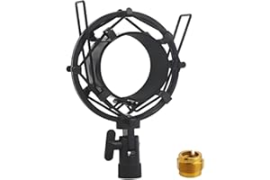 LKRXW 58-63mm Microphone Shock Mount Anti Vibration Mic Suspension Mount Aluminum Alloy Condenser Microphones Holder Clip with Metal Screw Adapter Isolation Absorber Studio