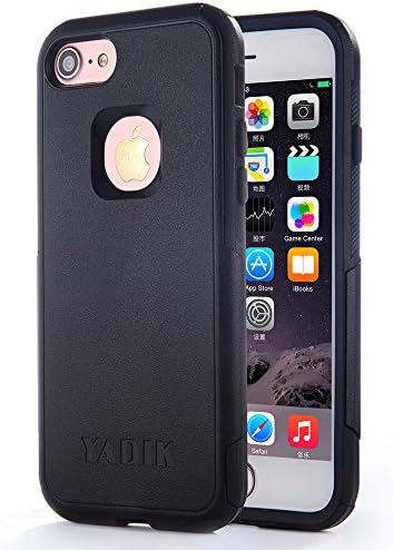 iPhone 7 iPhone 8 4.7 inch Case, Yadik Compact Durable Shockproof Dual Layers Hybrid TPU PC Case with Tempered Screen Protector for iPhone 7 (Black)