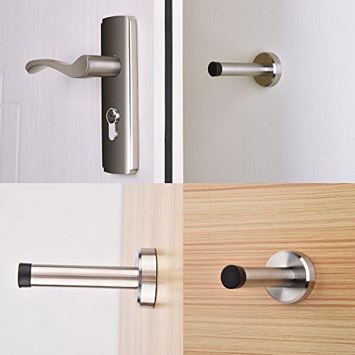BASEIN Wall Door Stopper 6 Pack Rubber Door Bumpers Wall Amount Door Stop Brushed Finish Door Stopper Wall Protector with Hardware Screws 3.74inch