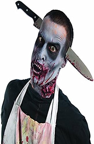 Dagger Zombie Kitchen Knife-Thru-Head Costume Halloween Bloody Horror Prop headband(Dagger)