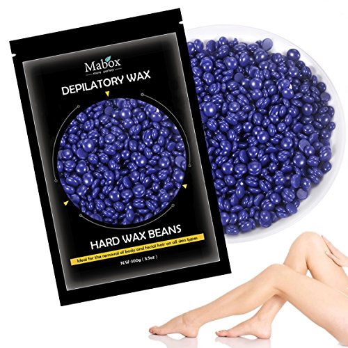 Hair Removal Hard Wax Beans - Mabox Painless Waxing Ideal for Removal of Bikini and Body Hair on All Skin Types - Easy Depilatory & No Strips Required (Purple)